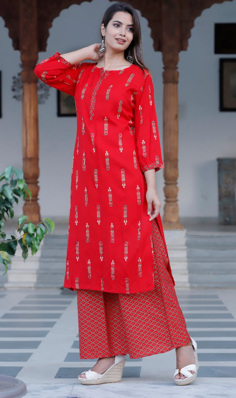 Buy Beige Color Cotton Fabric Casual Wear Straight Cut Kurti With Palazzo  online from SareesBazaar IN at lowest prices